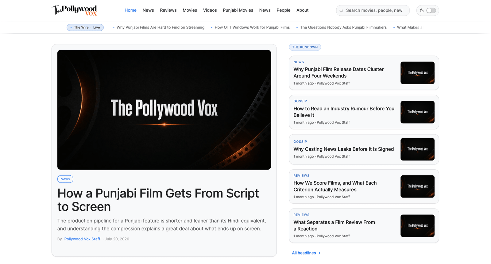 Pollywood VOX — Pollywood VOX WordPress project screenshot